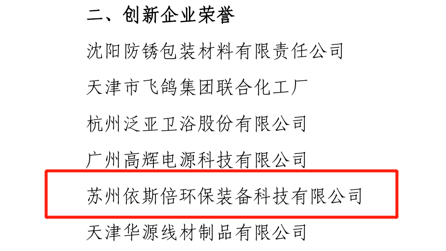 依斯倍榮獲中國(guó)表面工程協(xié)會(huì)創(chuàng)新企業(yè)稱(chēng)號(hào)